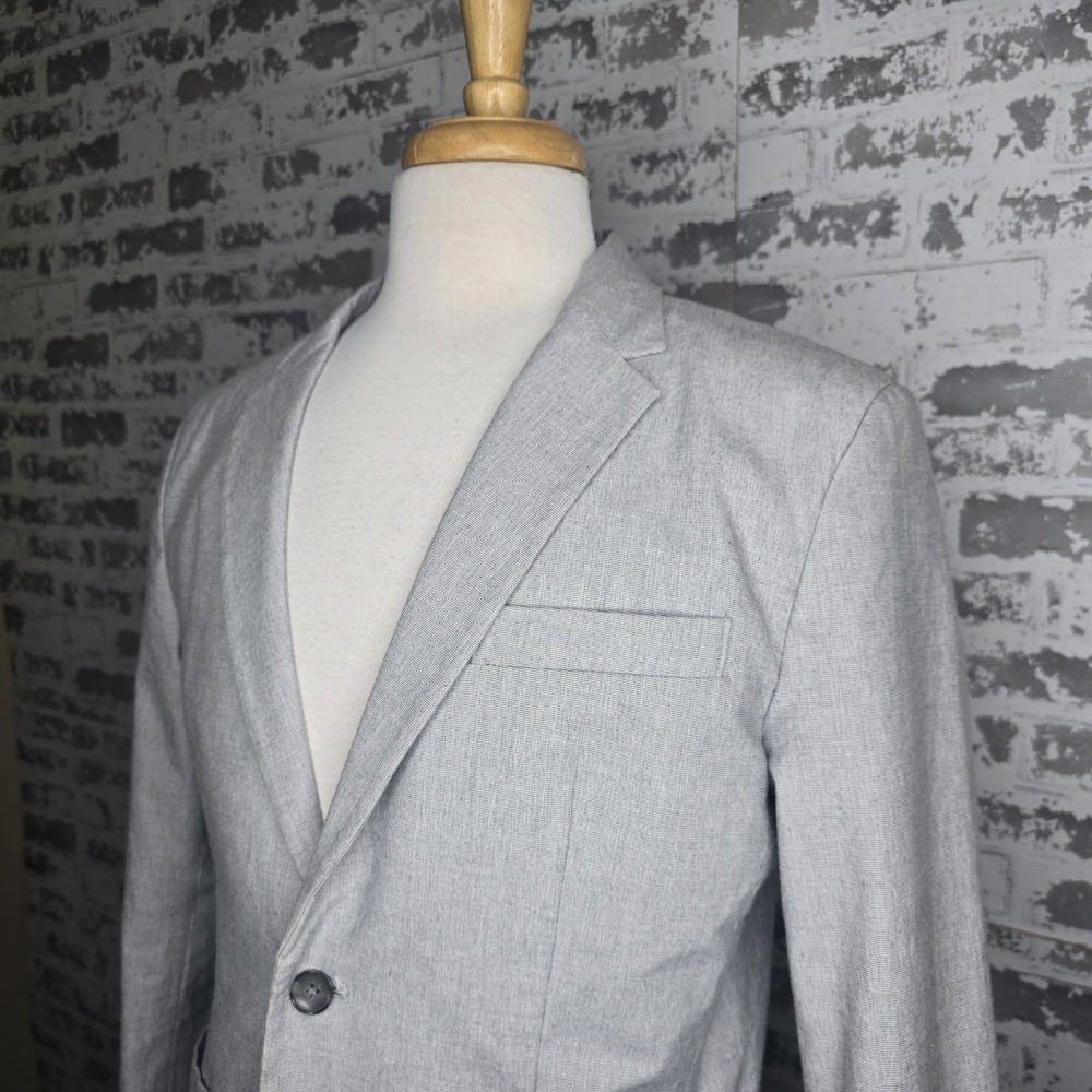 NEW Gap Blazer Mens 38R Light Gray Cotton Stretch Unstructured Surgeon Cuffs